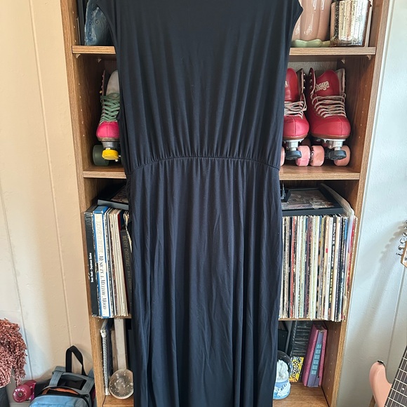 Boden Column Jersey Maxi Dress Black Elegant Size 16 - Picture 6 of 8